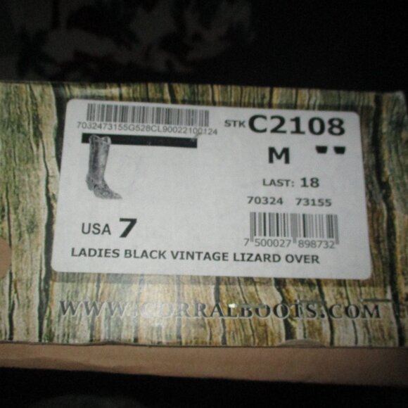 Vintage Black Corral Boots sz 7M  Lizard Over C2108 - Picture 14 of 14